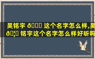 吴铭宇 🐕 这个名字怎么样,吴 🦆 铭宇这个名字怎么样好听吗